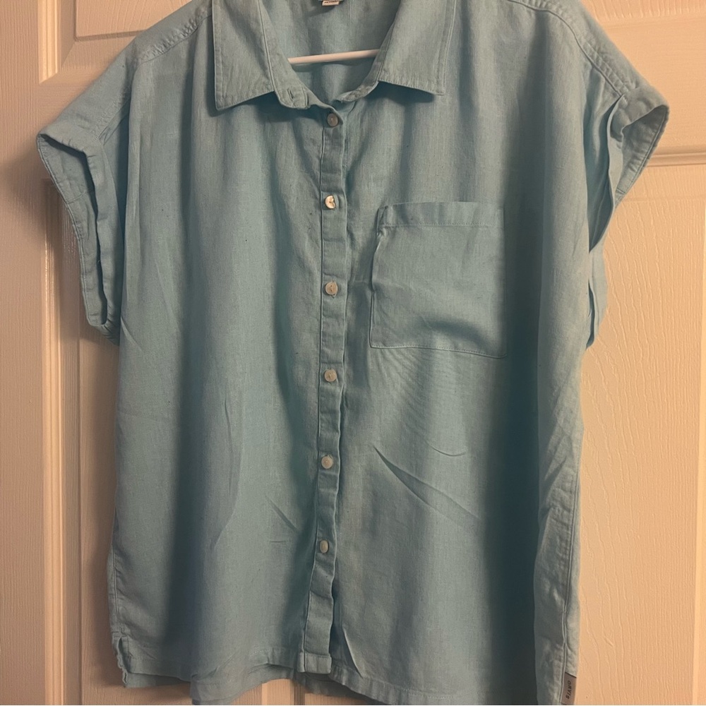 Orvis Light Blue Women’s Blouse Button Down Casual Lightweight Top